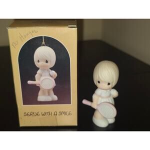 Enesco Precious Moments Serve With A Smile Tennis Ornament 102458 Boxed